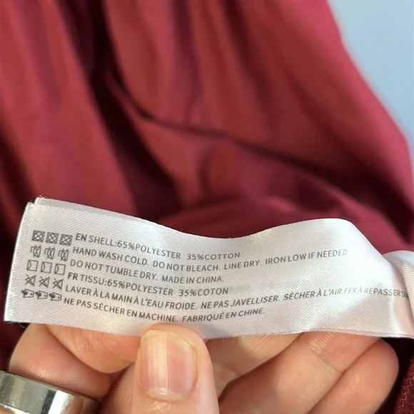 En Saison Maroon Puff Sleeve Tiered Cotton Midi Dress M Cottagecore Milkmaid - Picture 12 of 16